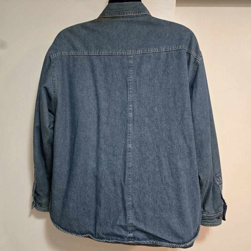 Vintage Route 66 Shirt‎ Shacket Mens L Blue Denim Fleece Lined Button Front 90s - Picture 4 of 10